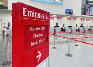 Emirates check-in sign