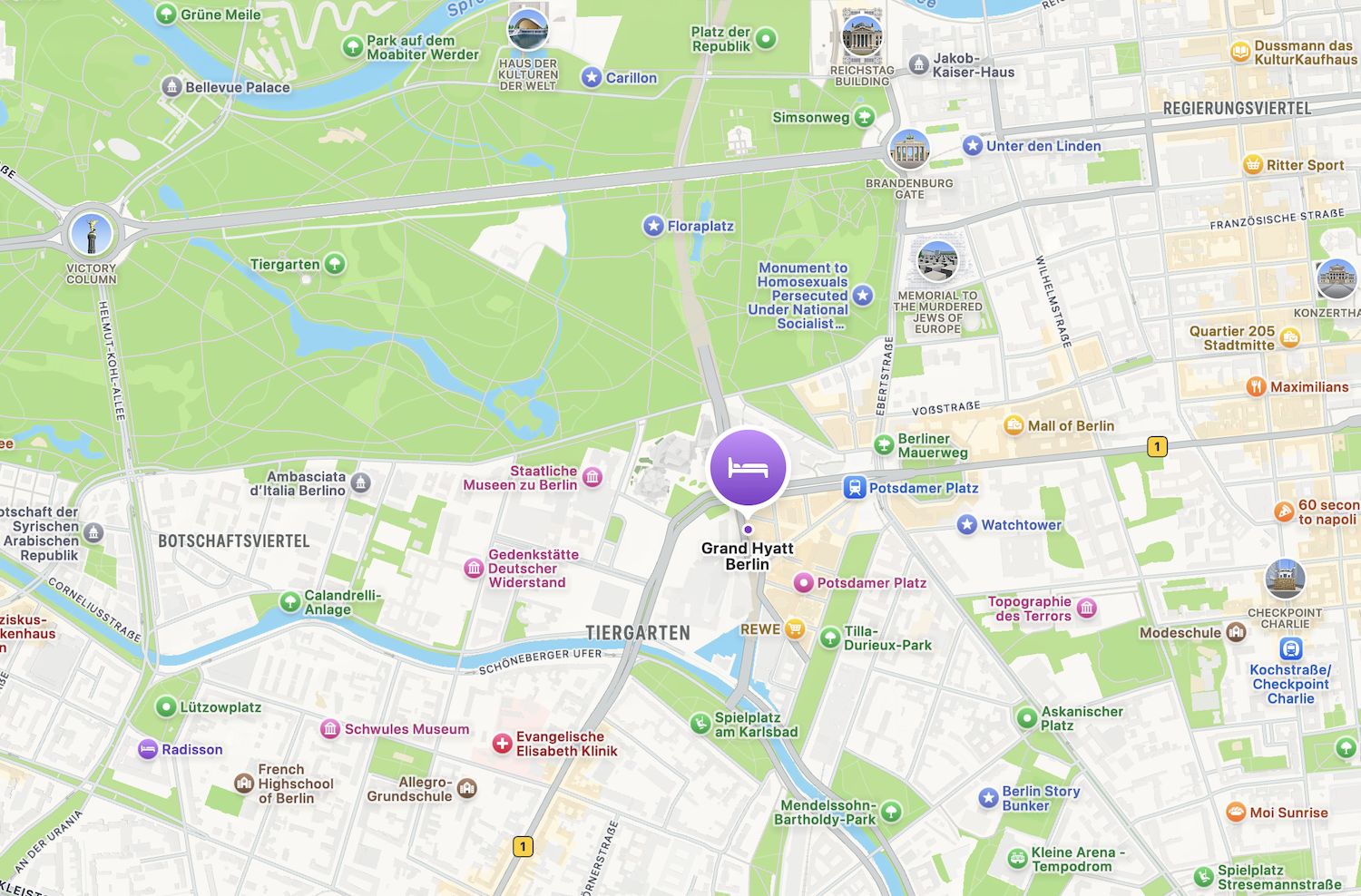 Grand Hyatt Berlin Location Map.